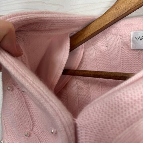 Vintage Yarn Works Lambswool and Angora Blend Pink Pearl Studded Sweater - Picture 8 of 10